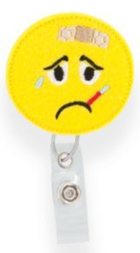 Thermometer Emoji Nurse Felt Badge Reel - Bell 2 Bell