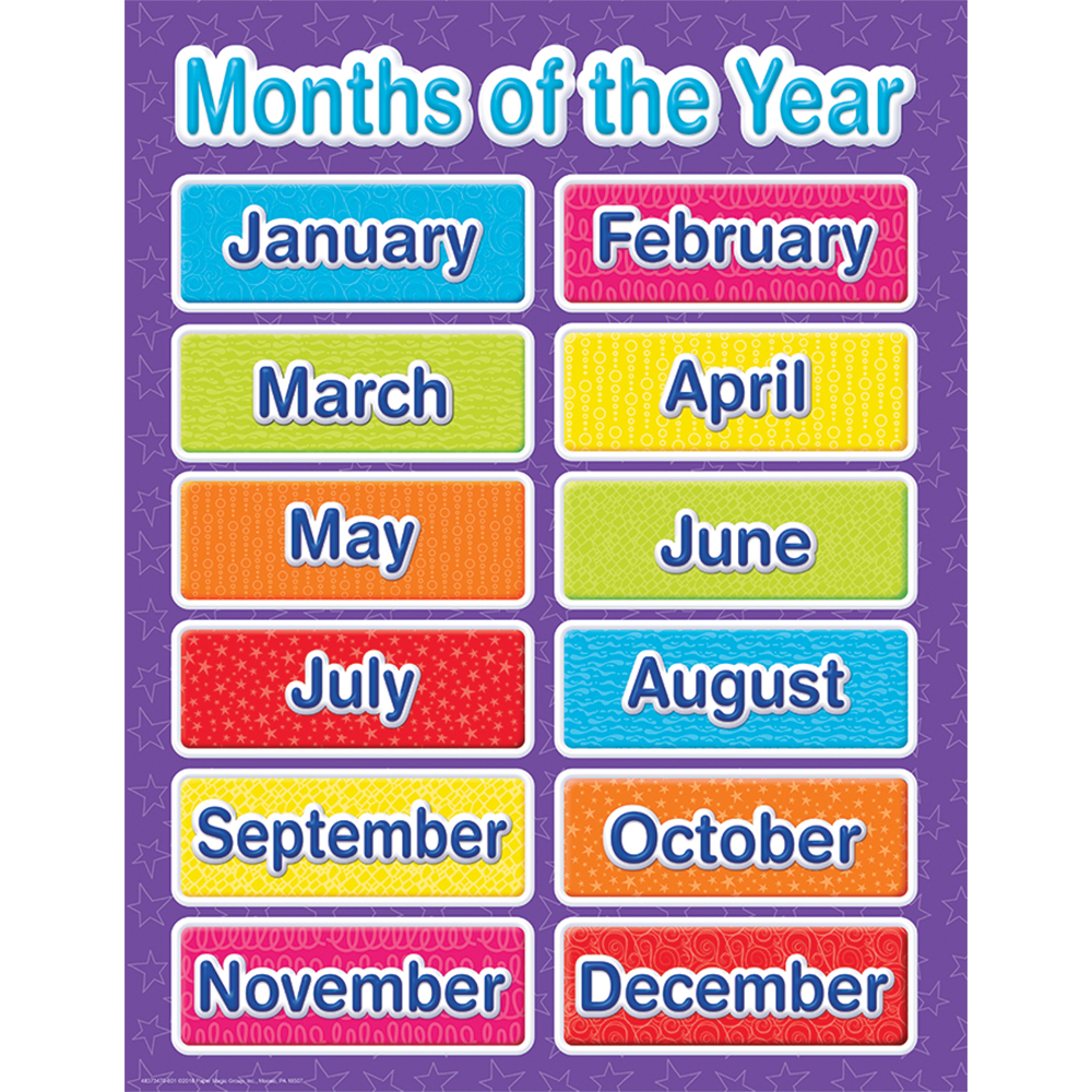Months of the Year Chart Color My World Bell 2 Bell