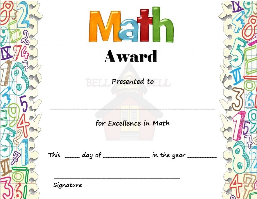 Math Award Certificates Bell 2 Bell